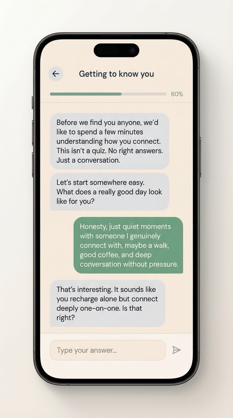 Lovetick onboarding - a natural 10-minute conversation